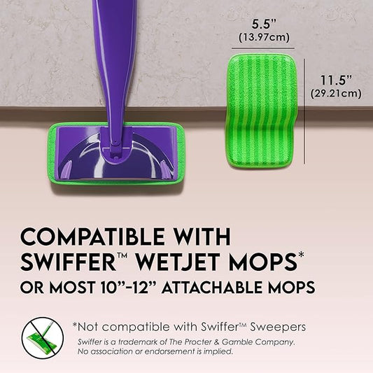 Reusable Floor Mop Pads - 8 Pack Swiffer Wet Jet Compatible Refills - Machine Washable, 12-inch Microfiber Mop Swiffer Wet Pads - Eco-Friendly Household Cleaning Supplies