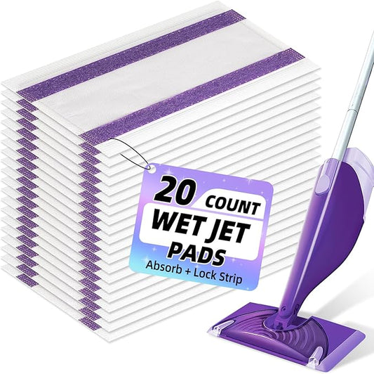 20 Count Mopping Pad for Wet Jet Mop Disposable Wetjet Pads Refills Replacement for Swiffer Wet Pads Refill Compatible with Swiffer Wet Jet Pads Thickness & Absorbent for Household Multi-Surface
