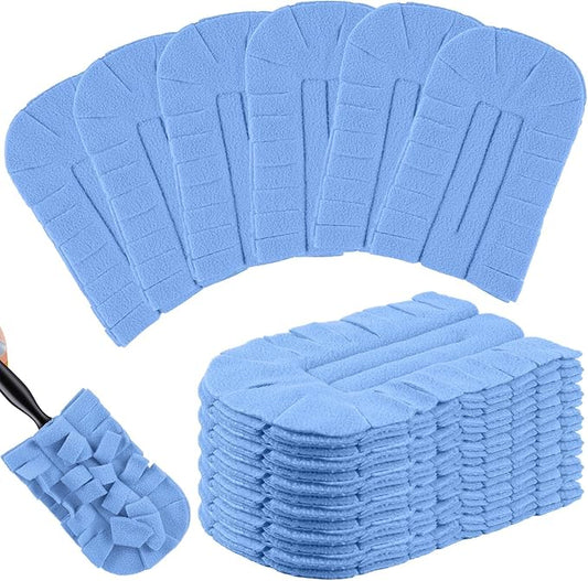 Zubebe 12 Pcs Heavy Duty Duster Refill Reusable Fleece Duster Refills Multi Surface Washable Cleaning Pads for Home, Blinds, Fans, Corners, Furniture (Blue)
