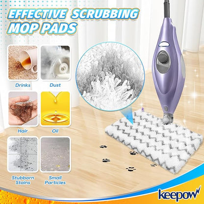 KEEPOW Replacement Microfiber Steam Mop Pad Cleaning Pads Compatible with Shark S3500 Series S3501 S3601 S3550 S3901 SE450 S3801CO S3601D S2901 Steamer Pocket Mop Washable Microfiber Refills, 2 Grey