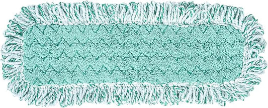 Restaurantware-Clean Tek Professional Dry Sweeping Mop Pad, 1 Dust Pad with Fringe - Mop Frame and Handle Sold Separately, Hook & Loop System, Green Microfiber Reusable Mop Pad, Zig Zag Pattern