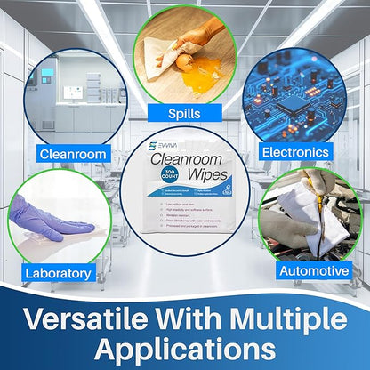 Cleanroom Wipes 9"x9" - 300 Low-Lint Wipes for Labs, Electronics & More - Durable & Absorbent-Works with Cleaning Agents & Solvents - Ideal for Precision Cleaning & Industrial Use.