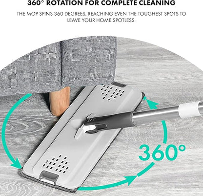 Mop Bucket Set with 12 Microfiber Cleaning Towels and a Cleaning Brush, Mops for Floor Cleaning, Cleaning Tools, Mob, mop and Bucket with Wringer Set for Home with 6 Washable Microfiber Pads