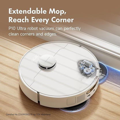 MOVA P10 Ultra Robot Vacuum and Mop 8,300Pa Suction 140°F Hot Water Auto Mop Washing & Drying, Dual Spinning Extenable Clean, 10.5mm Lifting for Carpet, 360°Obstacle Avoidance, App Control