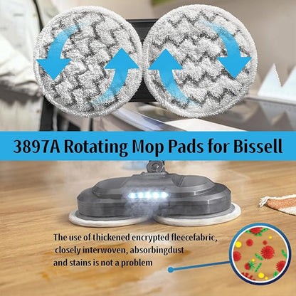 3897A Rotating Mop Pads Replacement Compatible with Bissell SpinWave SmartSteam Scrubbing Steam Mop-6 PACK