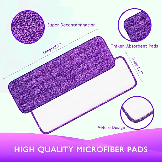 Reusable Power Mop Refill Pads for Swiffer Power Mop Starter Kit - Swifter Powermop Pads Refills - Multi-Surface & Wood Mopping Pad Refill for Floor Cleaning - Washable Microfiber Pad, 2 Pack