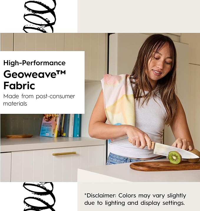 GEOMETRY Kitchen Dish Cloths - Spring & Summer Collection - Premium Dishcloths with Geoweave - Absorbent & Fast Drying Kitchen Towels - Lemon Delight, 10" x 10" - 3-Pack