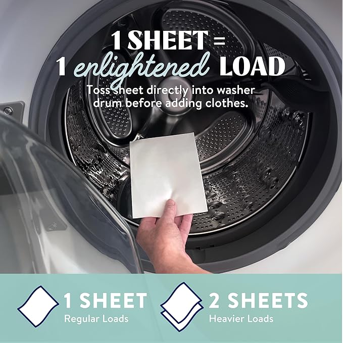 Cleancult Laundry Detergent Sheets - Resealable Box - 3 Stain Fighting Enzymes - Fragrance Free - 60 Loads - Free of Harsh Chemicals - No Mess - No Plastic Waste