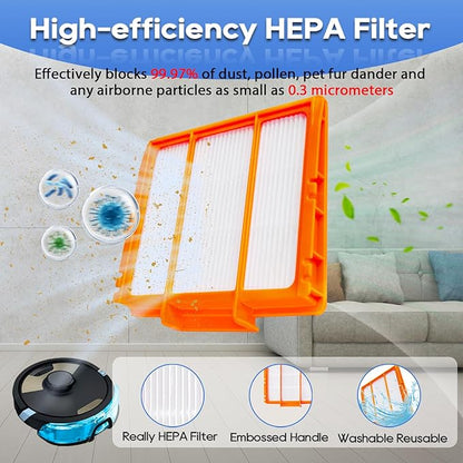 8 Mop Pads Replacement Parts for Shark RV2610WA RV2620WA RV2410WD AV2610WA AI Ultra 2- in-1 Matrix Clean Robot Vacuum models Spare Parts Accessories, 8 Mop Pads, 2 HEPA Filter, 4 Side Brushes