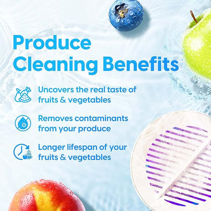 AquaPure - Fruit and Vegetable Washing Machine, 1-Year Warranty, Fruit Cleaner Device That Cleans Fresh Produce in Water, Waterproof Fruit and Vegetable Cleaner, Fruit and Veggie Purifier