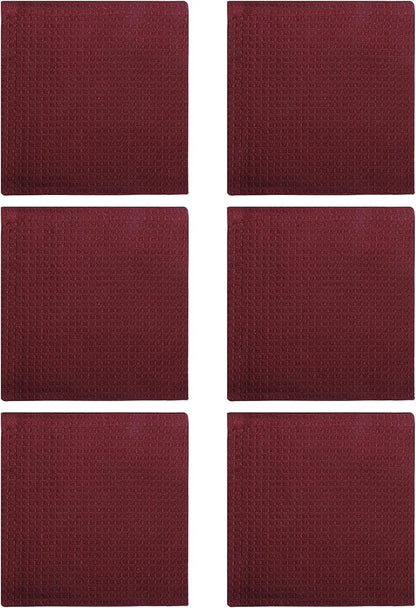 100% Cotton Waffle Dish Cloths (Pack of 6) - Dish Rags for Washing Dishes - Reusable & Highly Absorbent Kitchen Towels - Multipurpose Kitchen Rags - (12" x 12" - Maroon)