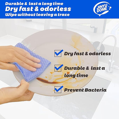 Reusable J Cloths, Disposable Kitchen Cleaning Cloths Dish Towels Dish Cloth Reusable Cloths for Kitchen, Bathroom, Household Cleaning (Blue & Green 100 Pack)