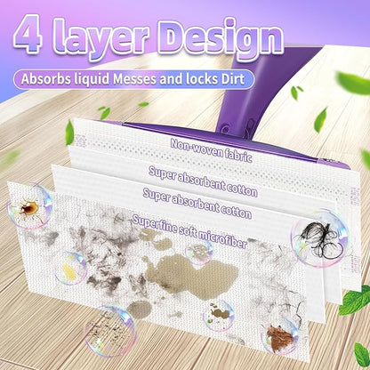 60 Count Mopping Pad for Wet Jet Mop Disposable Wetjet Pads Refills Replacement for Swiffer Wet Pads Refill Compatible with Swiffer Wet Jet Pads Thickness & Absorbent for Household Multi-Surface