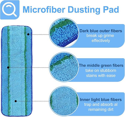 8 Pack Microfiber Cleaning Pad for Hardwood & Hard Surface Floors Dry Wet Floor - Includes 6 Microfiber Cleaning and 2 Dusting Pad - Mop for 18 Inch Mop