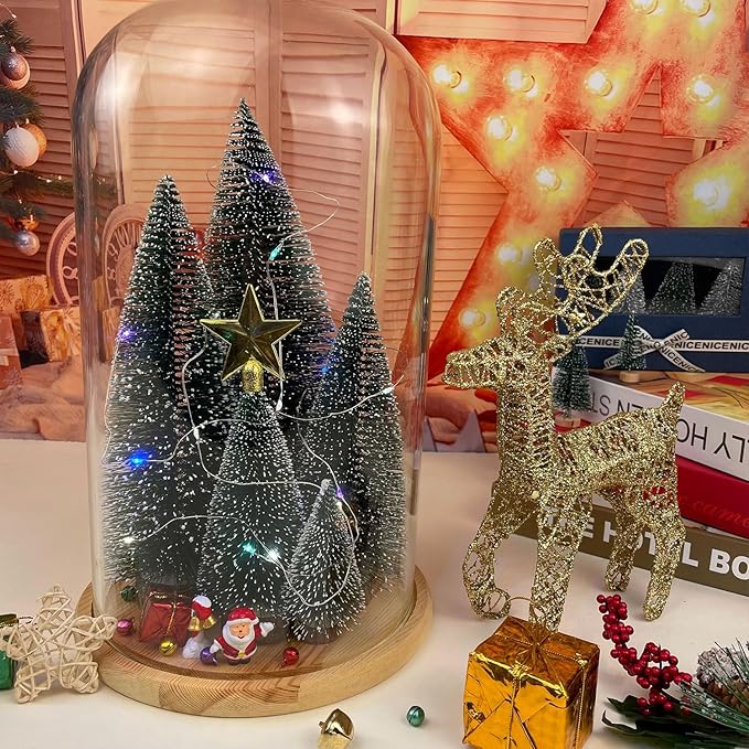 Artificial mini Bottle Brush Christmas Trees for Christmas Decoration Table top Christmas Tree with Base Indoor Christmas Decorations （4/6/8/10/12 inch）