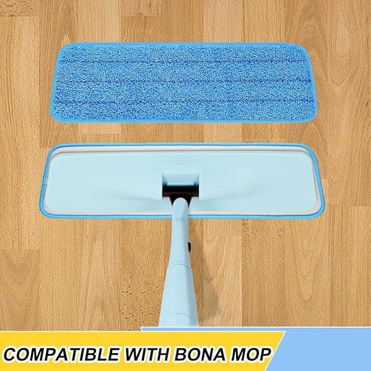 8 Pack 16.5 inch Reusable Mop Pads Microfiber Spray Mop Replacement Heads for Wet/Dry Mops Compatible with Bona Floor Care System