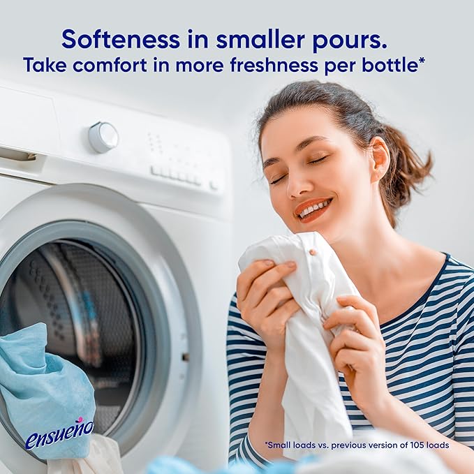 Ensueño Max Liquid Fabric Softener - Spring Fresh Scent - 125 fl oz - Color-Safe Fabric Softener Liquid - Softens 123 Loads - Reduces Wrinkles & Static