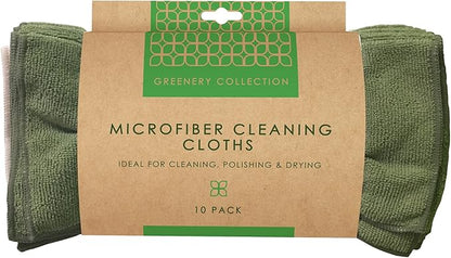 Microfiber Cleaning Cloths, Attract Dust Like a Magnet, Use Wet or Dry, Ultra-Soft and Non-Abrasive, Reusable anad Durable, Machine Wash, Green and Tan, 10 Pack