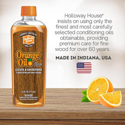Orange Oil Cleaner 16oz, 6Pk w/Sun-Guard for Fine Wood | Cleans & Conditions | Removes Soap Scum from Shower Doors, Stainless, Tile & Sinks | Natural Oil That Gives Wood a Rich Glow