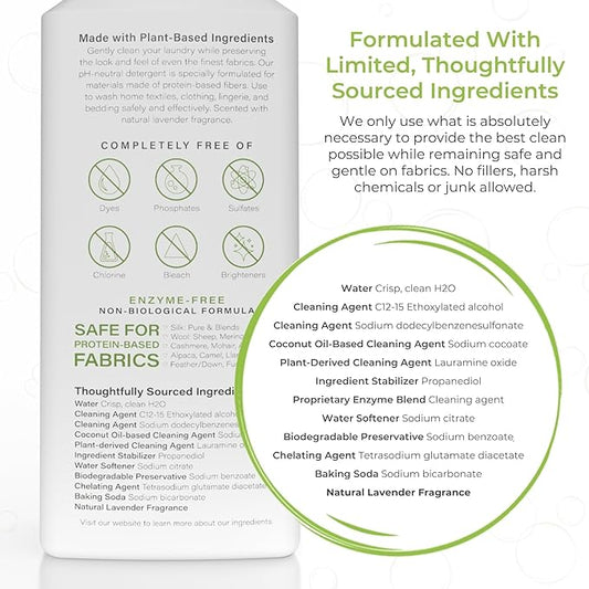 Heritage Park Silk & Wool All-Natural Lavender Mist Scent, pH-Neutral Laundry Detergent – Enzyme-Free, Concentrated Up to 64 loads (32 fl oz)