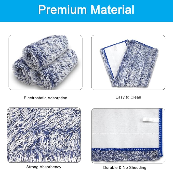 MZY LLC 6 Pcs Microfiber Cleaning Pad for Bona, Washable Reusable Pads for Bona Hardwood Floor Cleaner, 18 Inch Mop Pad for Bona Mop(4 Microfiber Cleaning Pads + 2 Dusting Pads)