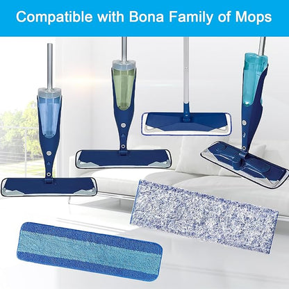 MZY LLC 6 Pcs Microfiber Cleaning Pad for Bona, Washable Reusable Pads for Bona Hardwood Floor Cleaner, 18 Inch Mop Pad for Bona Mop(4 Microfiber Cleaning Pads + 2 Dusting Pads)