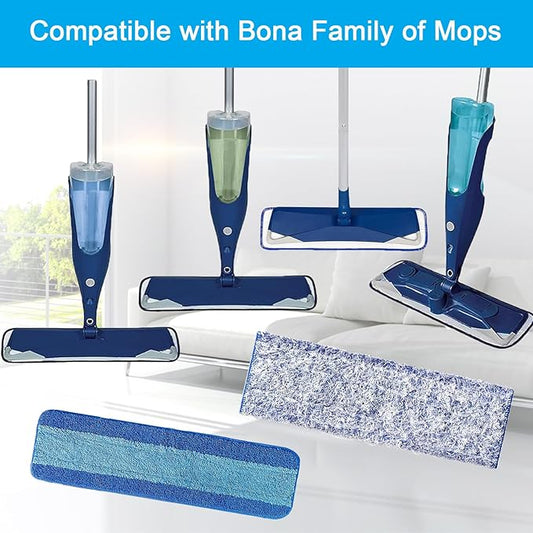 MZY LLC 6 Pcs Microfiber Cleaning Pad for Bona, Washable Reusable Pads for Bona Hardwood Floor Cleaner, 18 Inch Mop Pad for Bona Mop(4 Microfiber Cleaning Pads + 2 Dusting Pads)