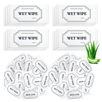 300 Pack Wet Wipes Individually Wrapped,Aloe Vera Hand Wipes,Wet Wipe Bulk Individual Hand Wipe,Travel Size Wipes Quick Hand Cleaning for Travel Wedding Restaurant Barbecue(White)