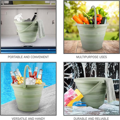 SIMPLEMADE Collapsible Bucket Cleaning Set - Includes 2 Foldable Buckets, Spray Bottle, Rag, Scrubbing Brush and Sponge - Holds Up to 10 liters, Easy Storage, All-Purpose Cleaning Solution