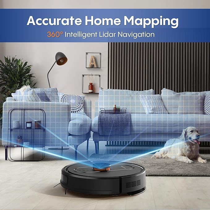 Robot Vacuum and Mop,5000Pa Robotic Vacuum Self Emptying,60 Days Hands-Free, 3-in-1 LiDAR Robot Vacuum Cleaner,Wi-Fi/App/Alexa,Perfect for Pet, Hard Floors, Carpet