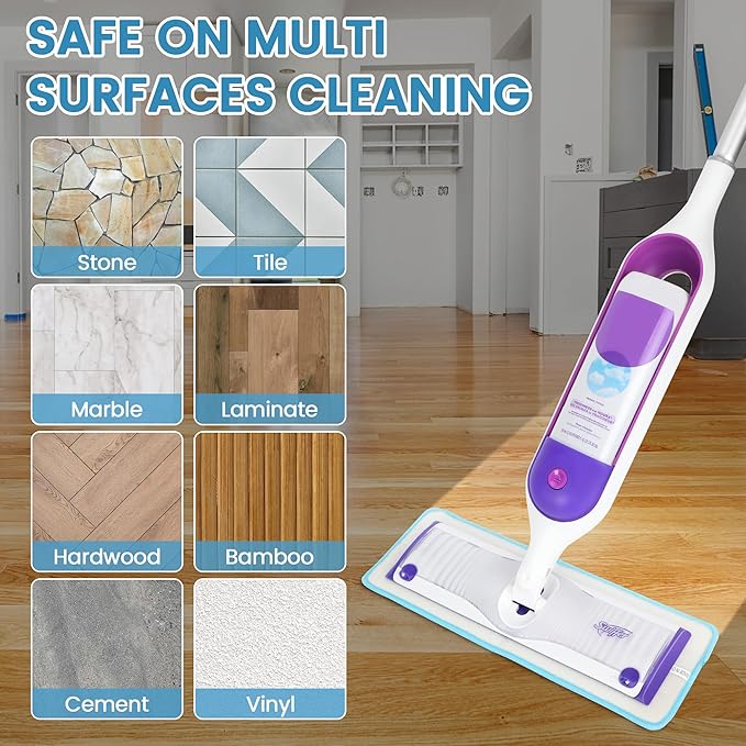 6 Pack Reusable Microfiber Mop Pads Compatible with Swiffer PowerMop, Machine Washable Replacement Pads for 13"-15" Spray Mop, Dry Wet Mopping Cloths Compatible with Multiple Floor Types