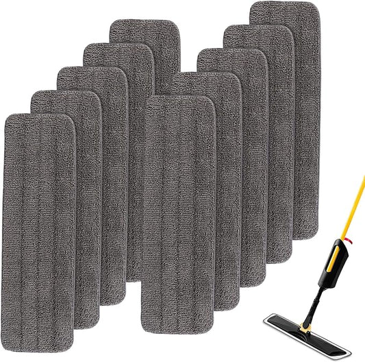 Replacement Mop Pads Fit for Rubbermaid Commercial 18" and 17" Mops - 10 Pack Wet & Dry Commercial Cleaning Reusable Refills Fit for Any Microfiber Flat Mop System 18" and 17" - Gray