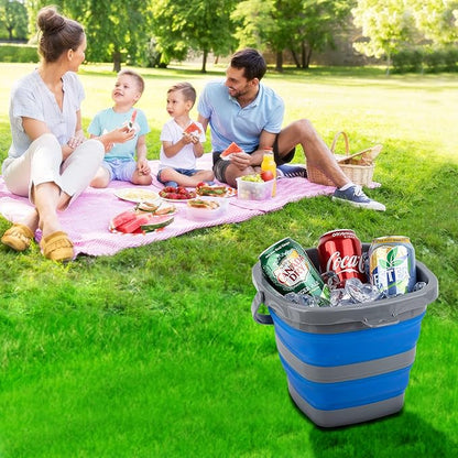 2 Pack Collapsible Plastic Bucket with 1.32 Gallon (5L) Each, Foldable Rectangular Tub for House Cleaning, Space Saving Outdoor Waterpot for Garden or Camping, Portable Fishing Water Pail