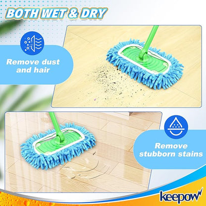KEEPOW 2+6 Pack Reusable Wet Pads Refills Compatible with Swiffer Sweeper Mop, Microfiber Wet Mopping Cloths for Hardwood Surface Floor Cleaning, Washable Mop Pads & Dry Sweeping Cloths