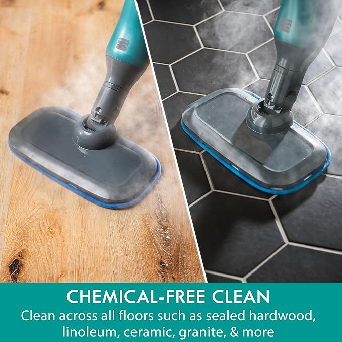 Kenmore SM2050 2-in-1 Steam Mop Hard Floor Cleaner with 2 Modes & 2pcs Washable Pads for Carpets, Rugs and Upholstery, Green
