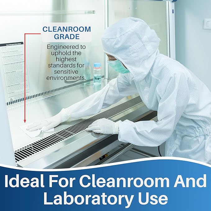 Cleanroom Wipes 9"x9" - 300 Low-Lint Wipes for Labs, Electronics & More - Durable & Absorbent-Works with Cleaning Agents & Solvents - Ideal for Precision Cleaning & Industrial Use.