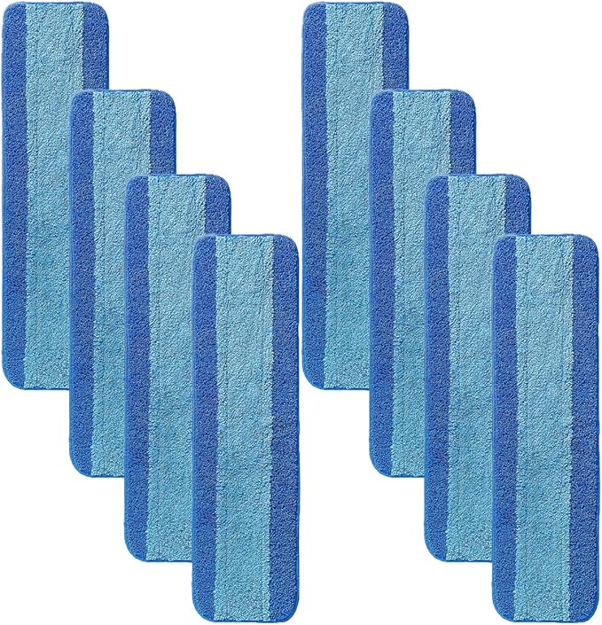 MZY LLC 8 Pack Microfiber Cleaning Pads Compatible with Bona Mop, 18 Inch Microfiber Mop Pads Reusable Pads for Hardwood Floor Cleaning