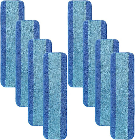 MZY LLC 8 Pack Microfiber Cleaning Pads Compatible with Bona Mop, 18 Inch Microfiber Mop Pads Reusable Pads for Hardwood Floor Cleaning