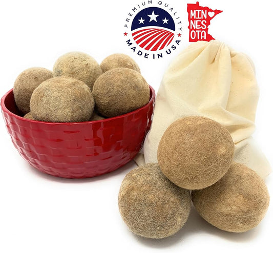 100% Alpaca Wool Dryer Balls - Felted - Set of 3 - Made in USA - All Natural Colors - Hypoallergenic