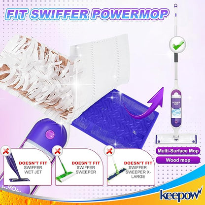 Power Mop Pads Refills Compatible with Swiffer PowerMop Multi-Surface Mopping Pad Disposable Replacement Mop Refill Pads Safe on All Floors Cleaning (5 Pack, Brown)