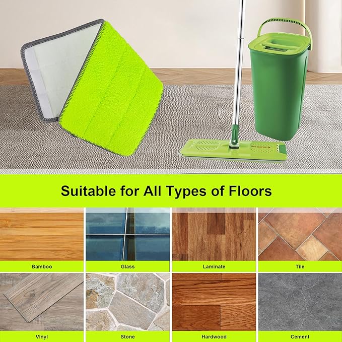 Replacement Microfiber Mop Pads for Libman Rinse 'n Wring Mop and Bucket System, Washable Reusable Wet & Dry Cleaning Refill Head for Multi-Surface Floor-6 Pack