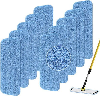 Replacement Microfiber Pad Fit for Rubbermaid Commercial 18 Inch and 17 Inch Mop - 10 Pack Wet & Dry Commercial Cleaning Reusable Refills Fit for Any Microfiber Flat Mop 18" 17" - Trapezium