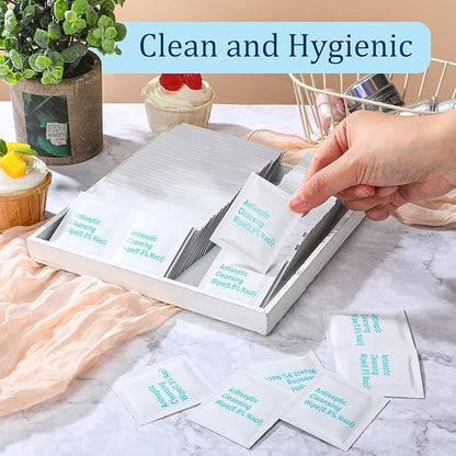 Treela 150 Pcs Sterile Saline Wipes Antiseptic Cleansing Individually Wrapped Travel Wet Wipes Unscented Cleansing Face Eye Wound Aftercare Swabs for Adult Travel Individual Packet