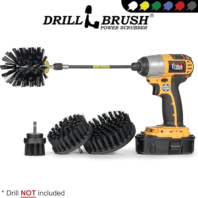 Wire Brush Alternative Nylon Drill Brush Set with Extension - BBQ Cleaner - Concrete - Graffiti Eraser - Cordless Electric Scrubber for Household Cleaning Supplies - Scrub Brushes for Cleaning Grill