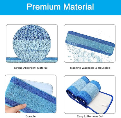 MZY LLC 6 Pcs Microfiber Cleaning Pad for Bona, Washable Reusable Pads for Bona Hardwood Floor Cleaner, 18 Inch Mop Pad for Bona Mop(4 Microfiber Cleaning Pads + 2 Dusting Pads)