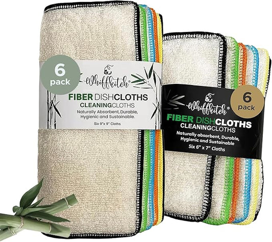 Whiffkitch DISHCLOTHS for Kitchen and Multi Surface Cleaning, 6"x7" and 9"x9" Bundled Set, Reusable, Washable, Scrub-Non-Scratch, Absorbent, Quick Drying, Household Essential