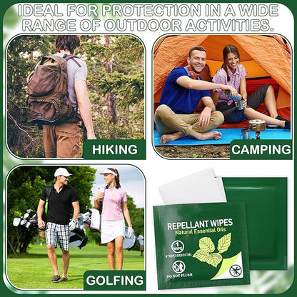 200 Pieces Travel Size Wipes Citronella Oil Individually Wrapped Wipes for Indoor Outdoor Travel Picnic Camping Hikes