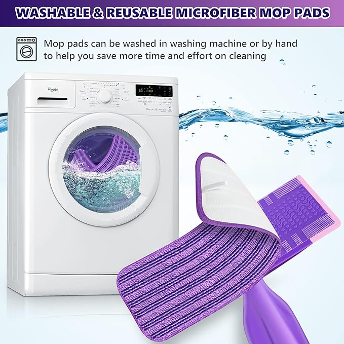 Reusable Mop Pads Compatible with Swiffer Wet Jet, Wet Jet Pads Refills for Swiffer Mop, 4 Pack Microfiber Replacement Pads for Hardwood Floor Cleaning, Dry Wet Mopping Cloths for 12" Wet Jet Refill