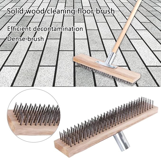 Steel Brooms, 2PCS 11.8" Wire Broom Brush with Robust Metal Holder, Wire Broom Head with Socket for Wooden Handle, Metal Broom Garden Broom for Household Kitchen Catering Commercial-Silver