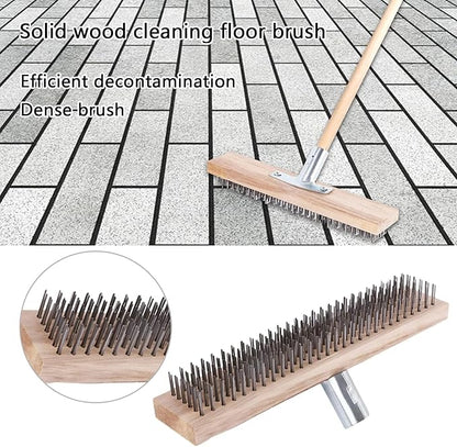 Steel Brooms, 2PCS 11.8" Wire Broom Brush with Robust Metal Holder, Wire Broom Head with Socket for Wooden Handle, Metal Broom Garden Broom for Household Kitchen Catering Commercial-Silver